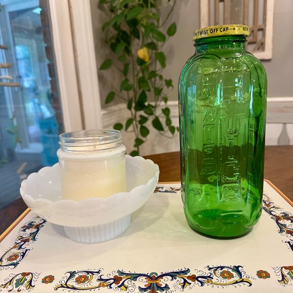 vintage green glass refrigerator bottle - Picture 3 of 7